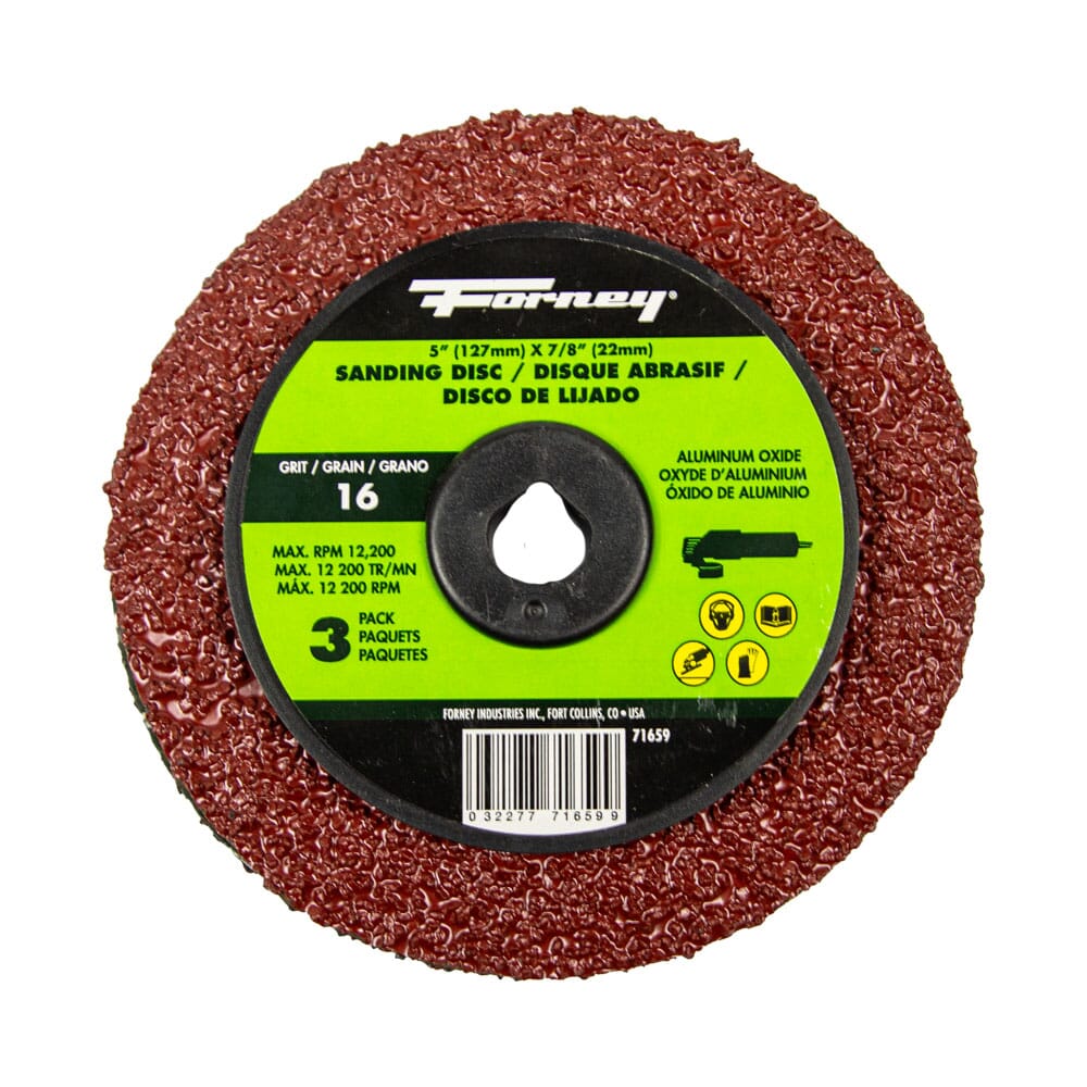 Resin Fibre Sanding Disc, Aluminum Oxide, 5 in x 7/8 in Arbor, 16 Grit